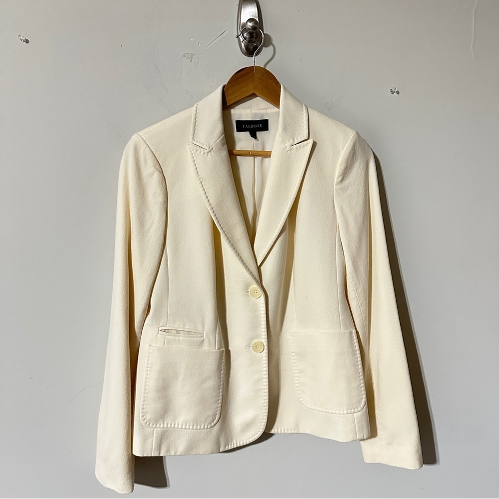 👉 Talbots Women’s Blazer Jacket – Size 6 – Cream White Wool Blend